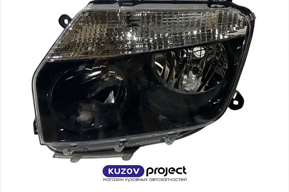 Фара левая черная Renault Duster 2010-2015 (Китай)